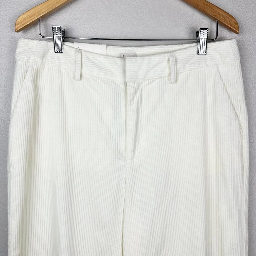 NEW Corduroy Wide Leg Pants Cropped Ivory Off White Neutral Size 12